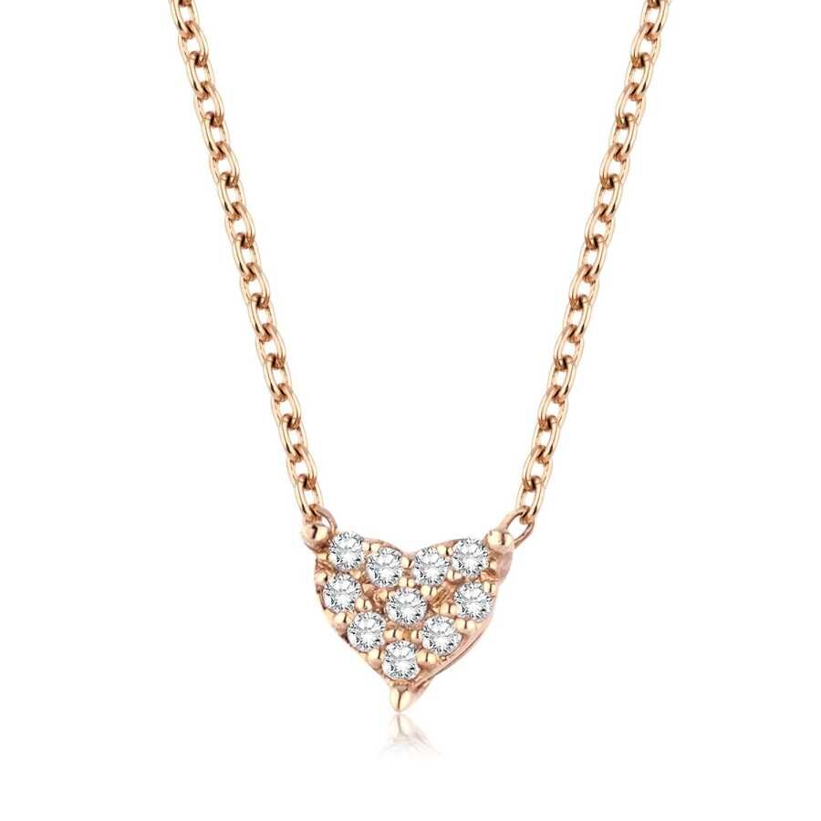 0.10 Karat Pırlanta Rose Kalp Kolye