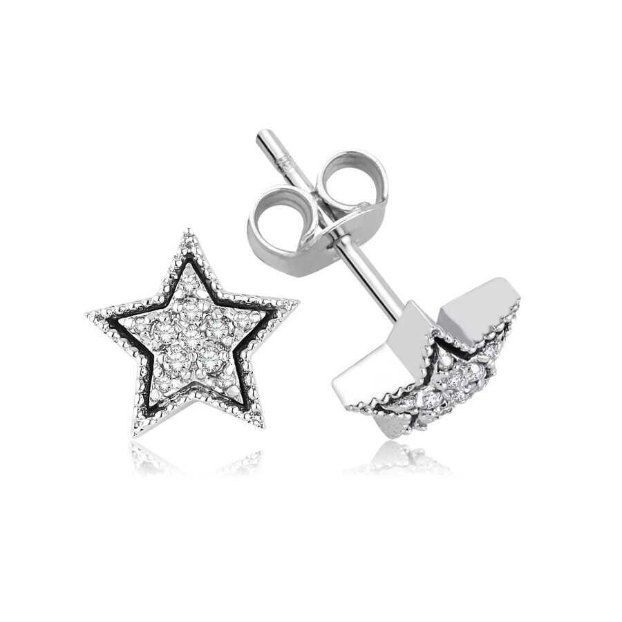 0.10 Karat Pırlanta Yıldız Küpe - Baroni Diamond
