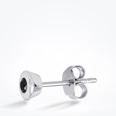 0.10 Karat Siyah Taşlı Erkek Küpe - 2