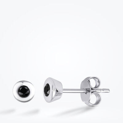 0.10 Karat Siyah Taşlı Erkek Küpe - 3