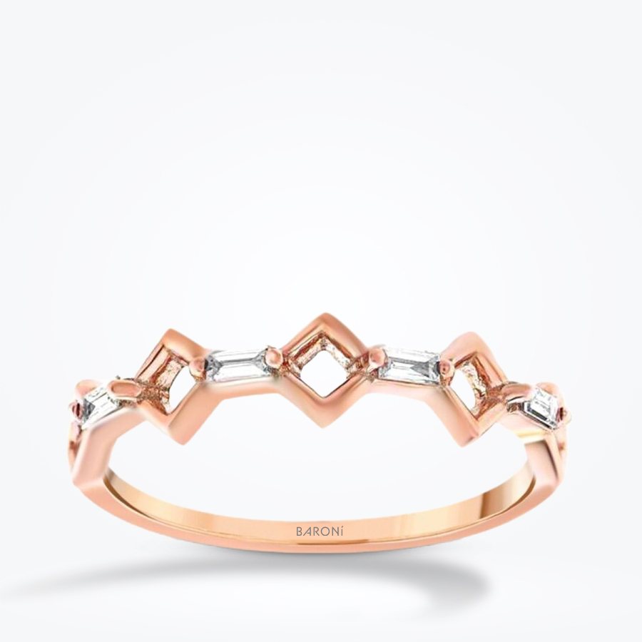 0.11 Karat Pırlanta Baget Rose Yüzük - Baroni Diamond