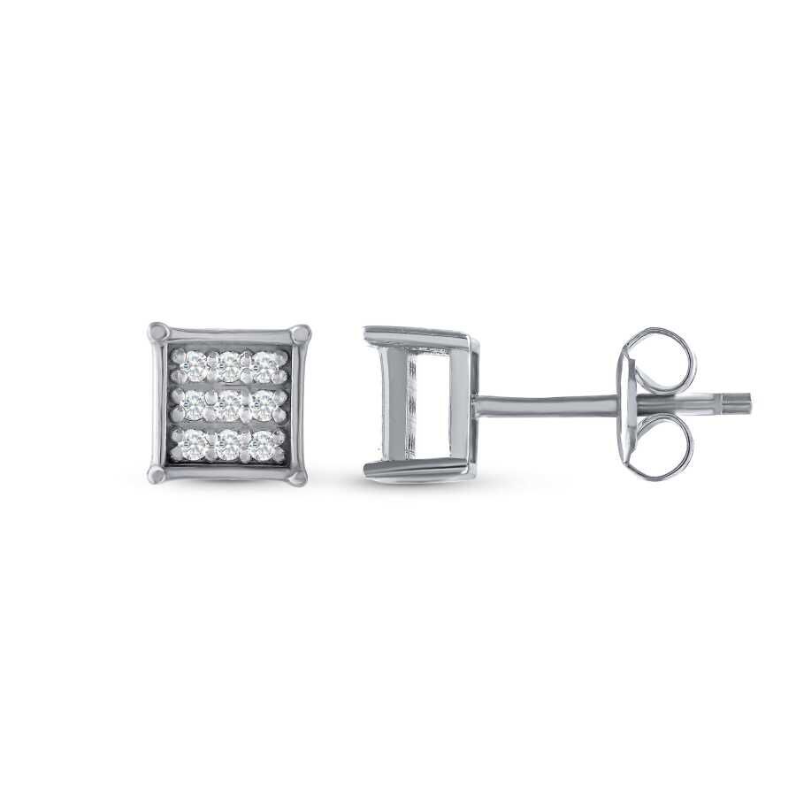 0.11 Karat Pırlanta Kare Küpe - Baroni Diamond