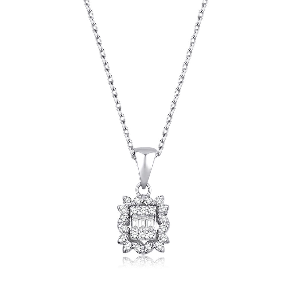 0.10 Karat Pırlanta Baget Kolye - Baroni Diamond