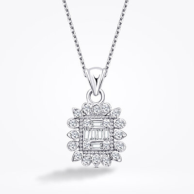 0.12 Karat Pırlanta Baget Kolye - Baroni Diamond