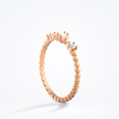 0.12 Karat Pırlanta Baget Taşlı Rose Yüzük - Baroni Diamond (1)