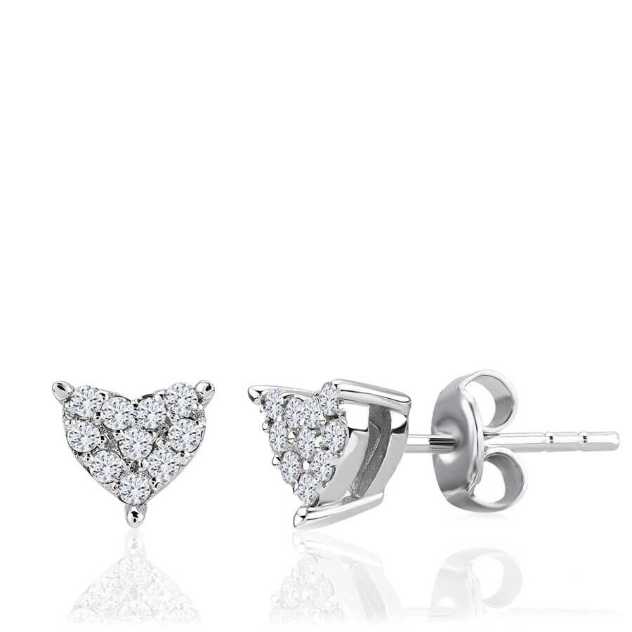 0.12 Karat Pırlanta Kalp Küpe - Baroni Diamond