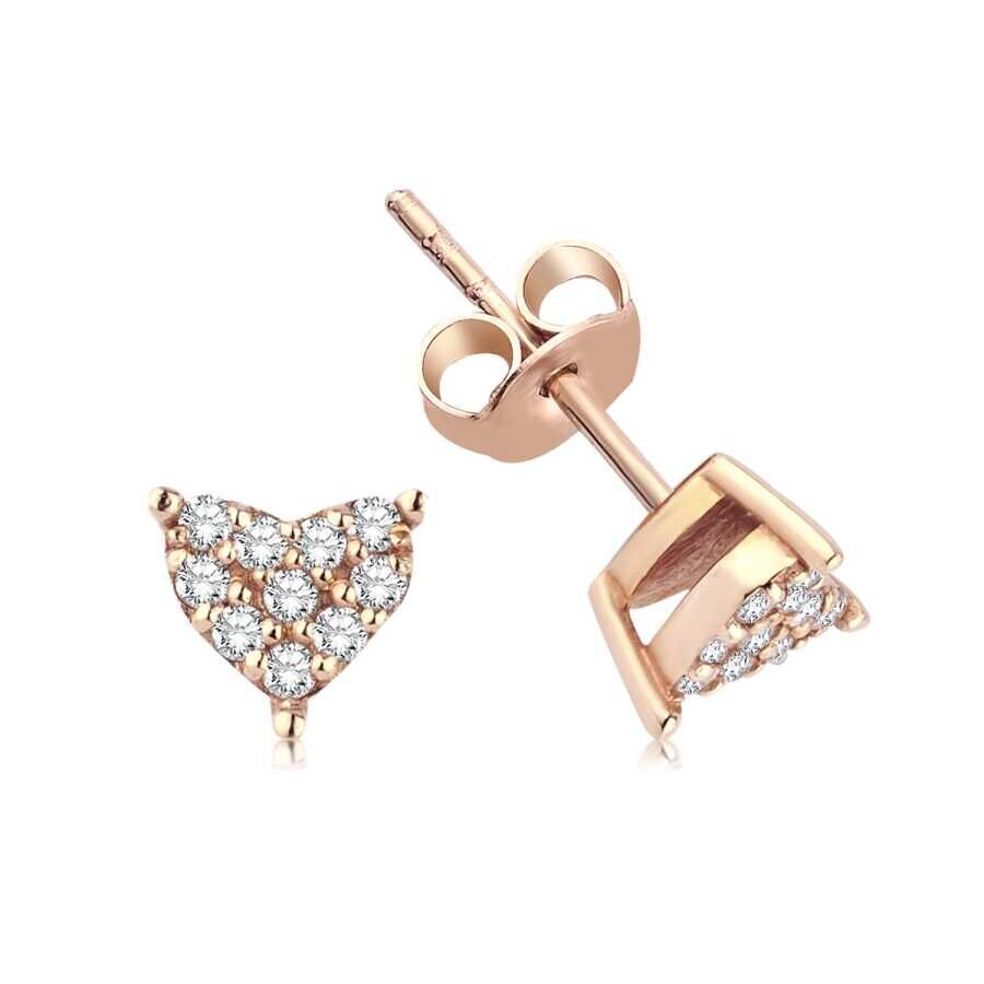 0.12 Karat Pırlanta Kalp Küpe - Baroni Diamond