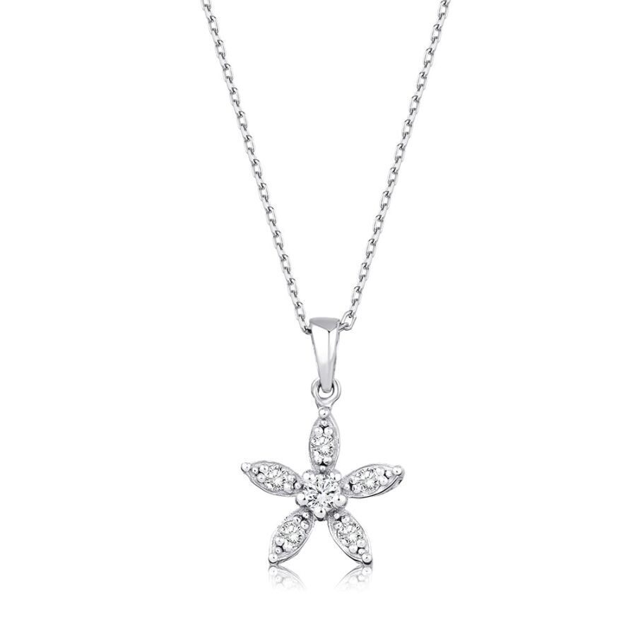 0.13 Karat Pırlanta Çiçek Kolye - Baroni Diamond