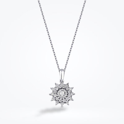 0.13 Karat Pırlanta Taşlı Çiçek Kolye - Baroni Diamond (1)