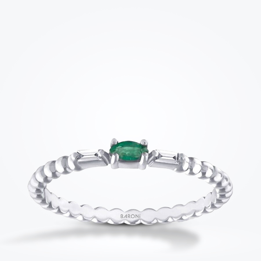 0.13 Karat Pırlanta Zümrüt Yüzük - Baroni Diamond