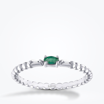 0.13 Karat Pırlanta Zümrüt Yüzük - 1