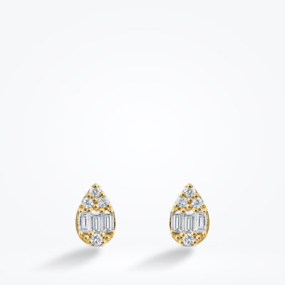 0.14 Karat Pırlanta Baget Damla Küpe - Baroni Diamond (1)