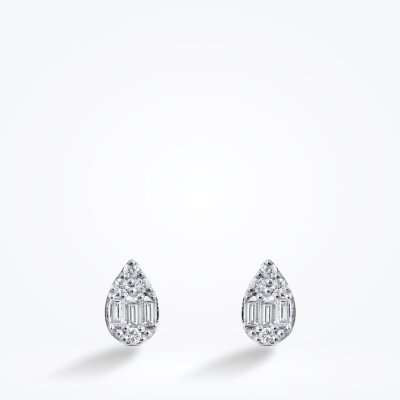0.14 Karat Pırlanta Baget Damla Küpe - Baroni Diamond (1)