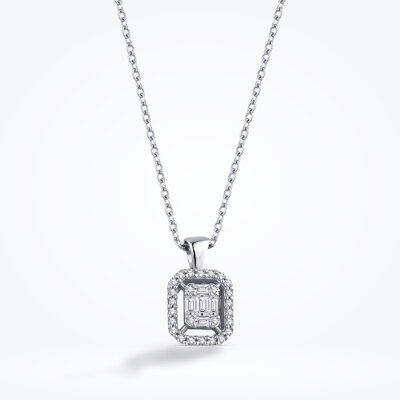 0.14 Karat Pırlanta Baget Kolye - Baroni Diamond (1)