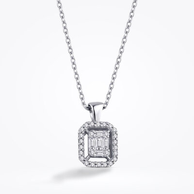 0.14 Karat Pırlanta Baget Kolye - Baroni Diamond