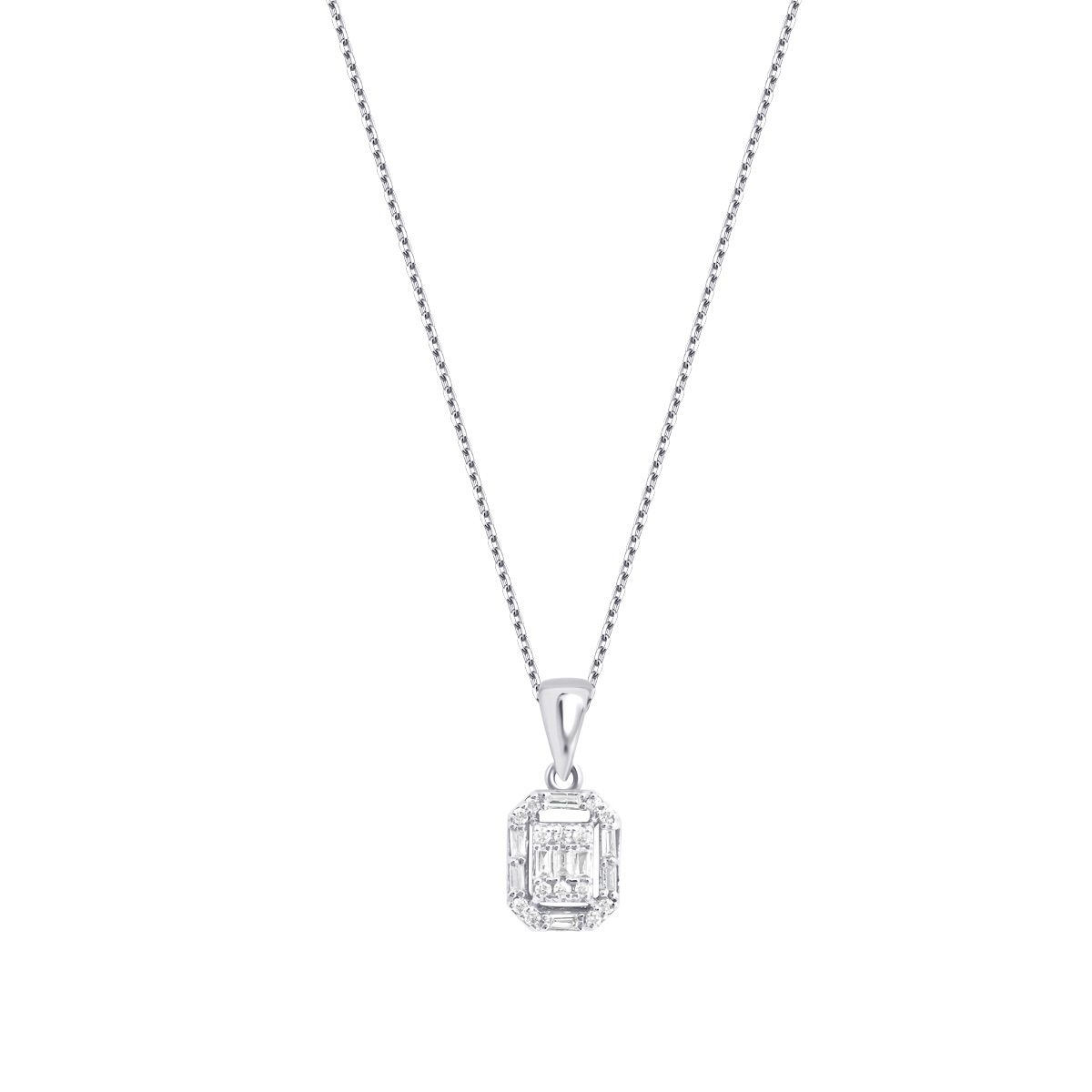 0.14 Karat Pırlanta Baget Kolye - Baroni Diamond