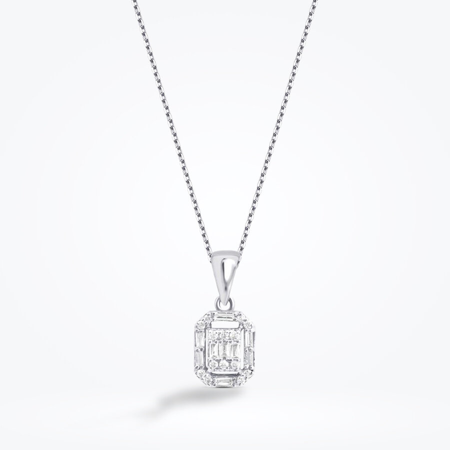 0.14 Karat Pırlanta Baget Kolye - Baroni Diamond