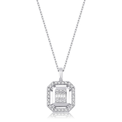 0.14 Karat Pırlanta Baget Kolye - Baroni Diamond
