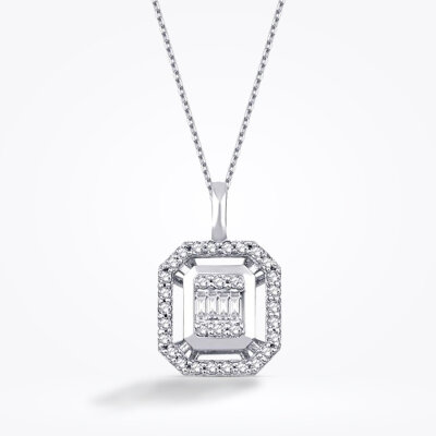 0.14 Karat Pırlanta Baget Kolye 