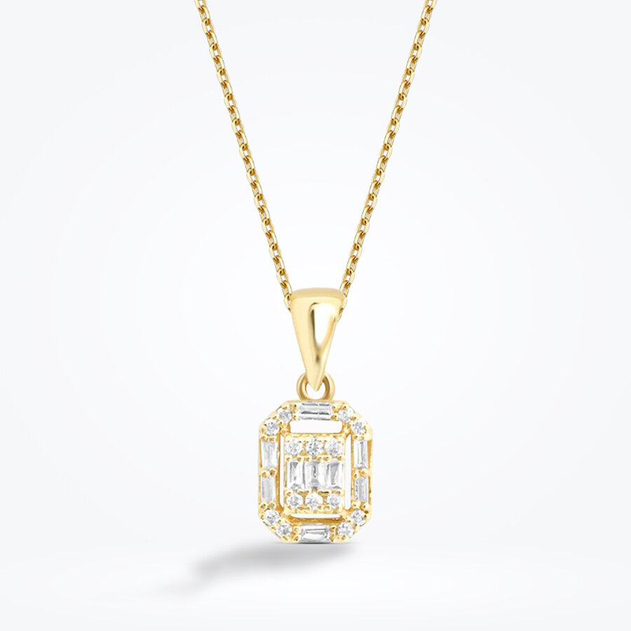 0.14 Karat Pırlanta Baget Kolye - Baroni Diamond