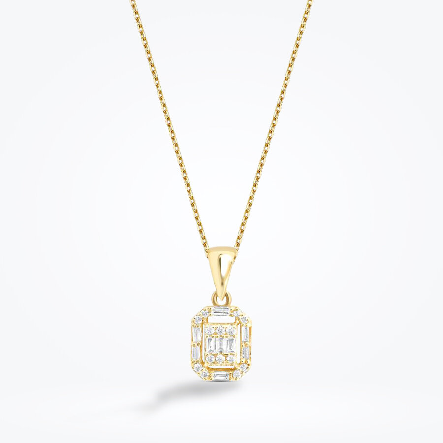 0.14 Karat Pırlanta Baget Kolye - Baroni Diamond