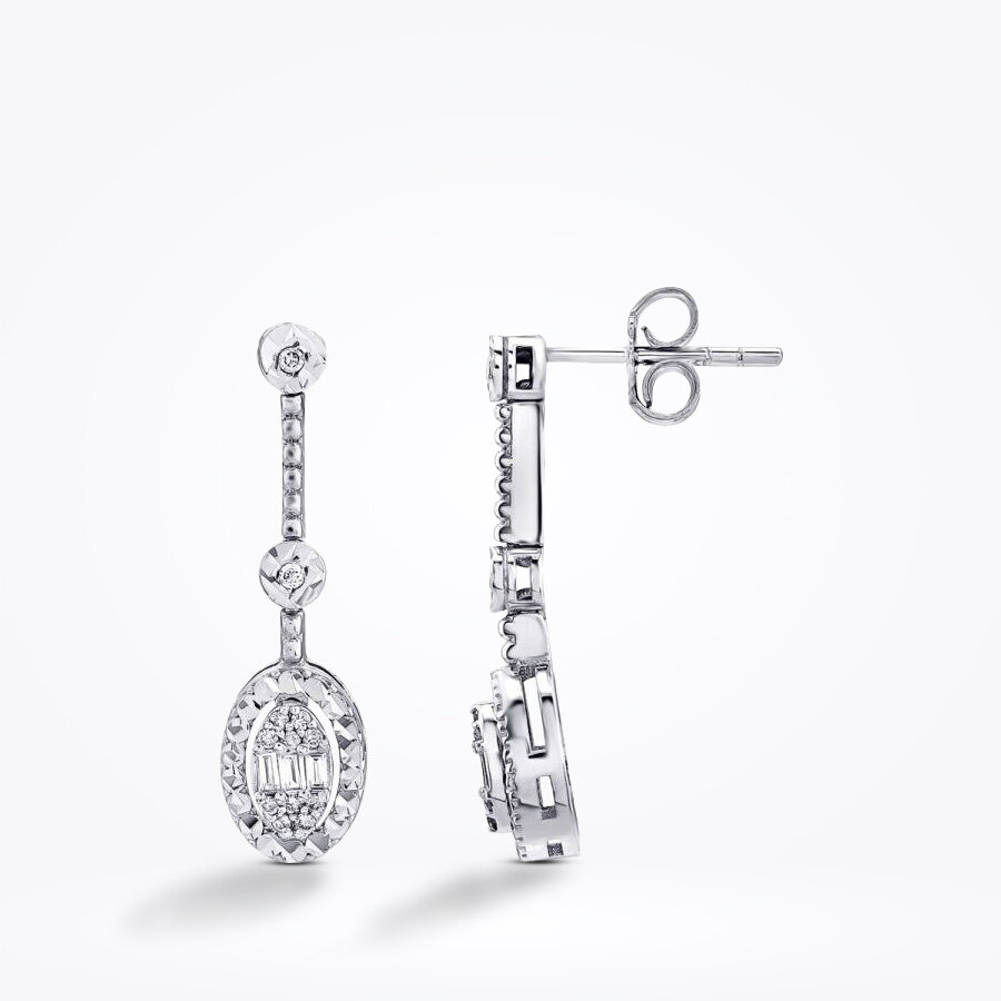 0.14 Karat Pırlanta Baget Küpe - Baroni Diamond