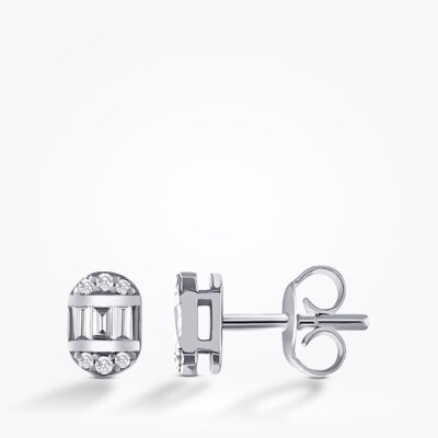 0.14 Karat Pırlanta Baget Küpe - 1