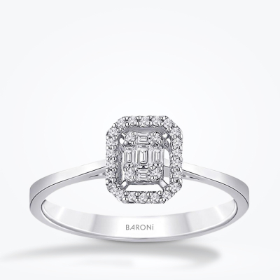 0.14 Karat Pırlanta Baget Yüzük - Baroni Diamond