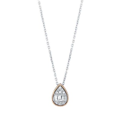 0.14 Karat Pırlanta Damla Baget Kolye - Baroni Diamond