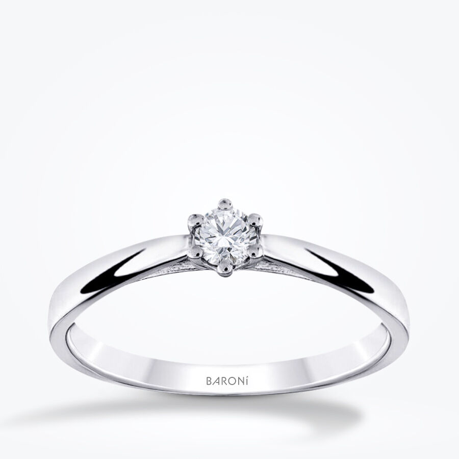 0.15 Karat Pırlanta Altı Tırnak Tektaş Yüzük - Baroni Diamond