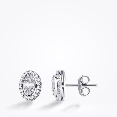 0.14 Karat Pırlanta Baget Küpe - 1