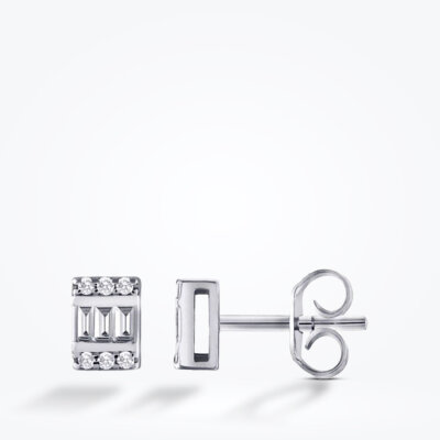 0.15 Karat Pırlanta Baget Küpe - 1