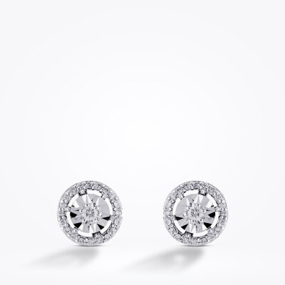 0.15 Karat Pırlanta Taşlı Yuvarlak Küpe - Baroni Diamond (1)