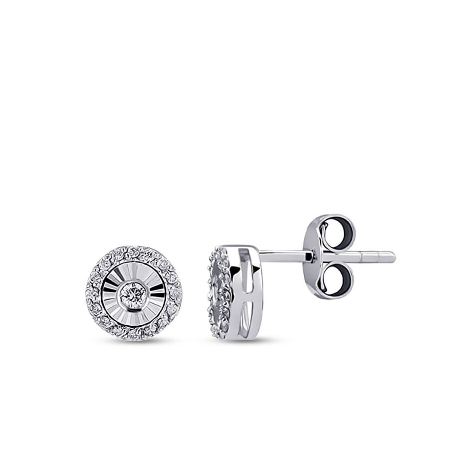 0.15 Karat Pırlanta Yuvarlak Taşlı Küpe - Baroni Diamond