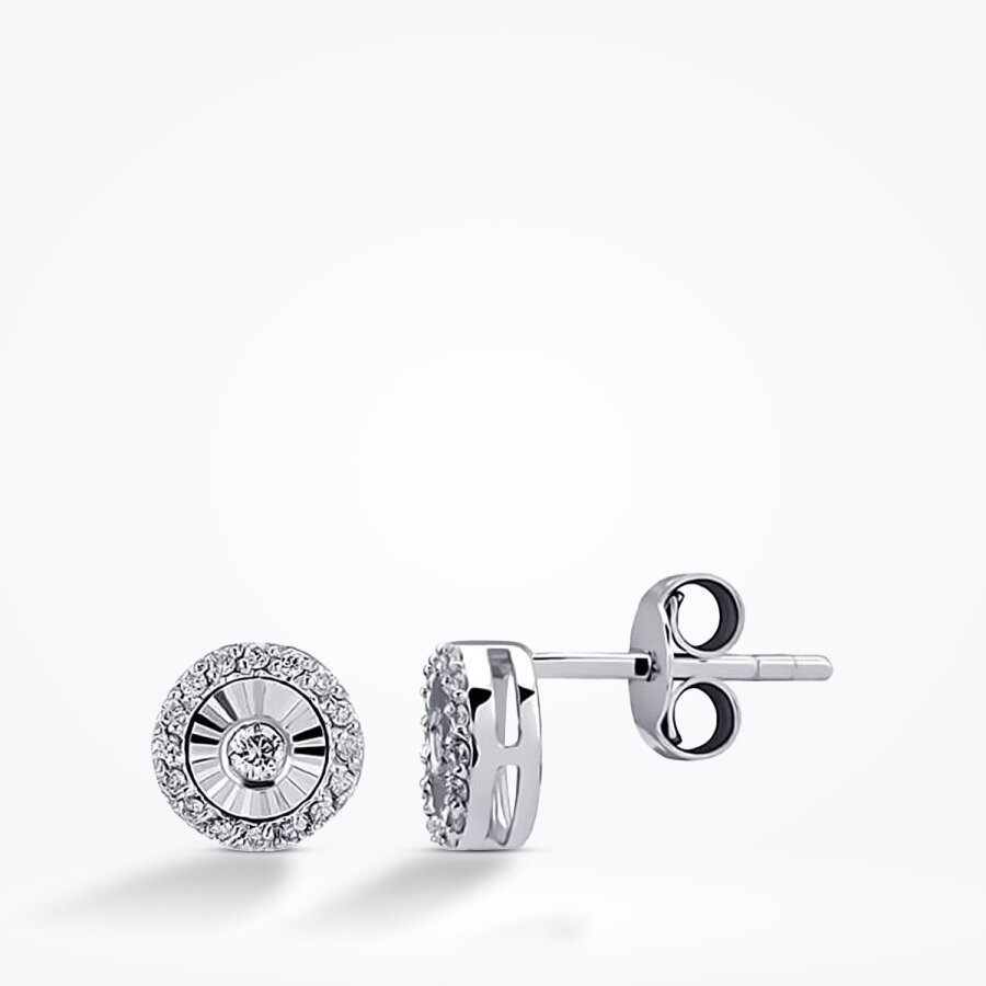 0.15 Karat Pırlanta Yuvarlak Taşlı Küpe - Baroni Diamond