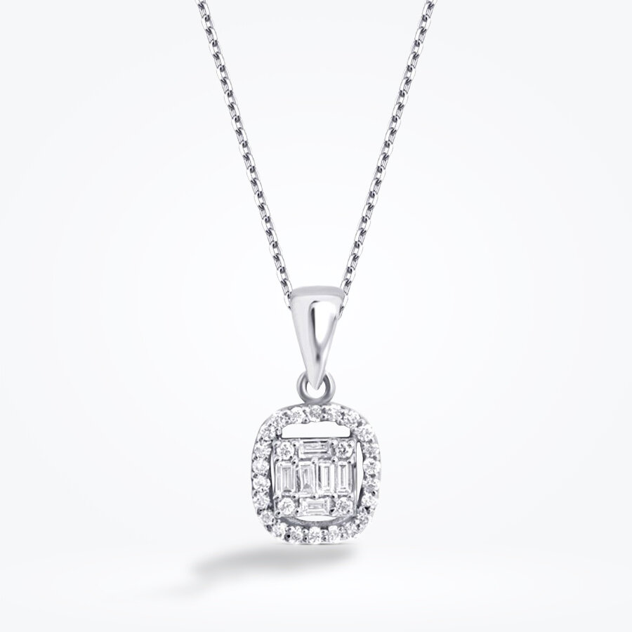 0.16 Karat Pırlanta Baget Kolye - Baroni Diamond