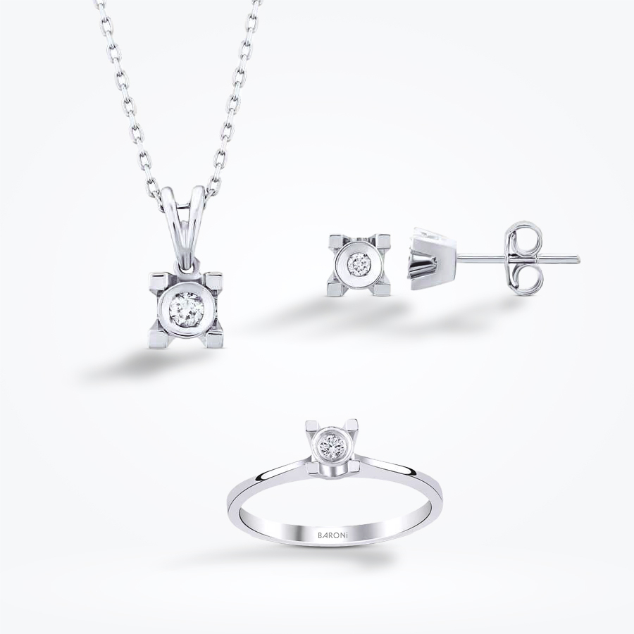 0.16 Karat Pırlanta Tektaş Mini Set - Baroni Diamond