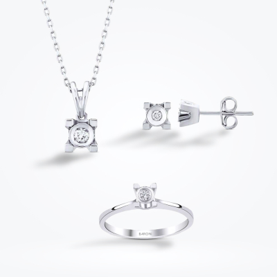 0.16 Karat Pırlanta Tektaş Mini Set 