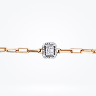 0.17 Karat Pırlanta Baget Taşlı Zincir Bileklik - 3