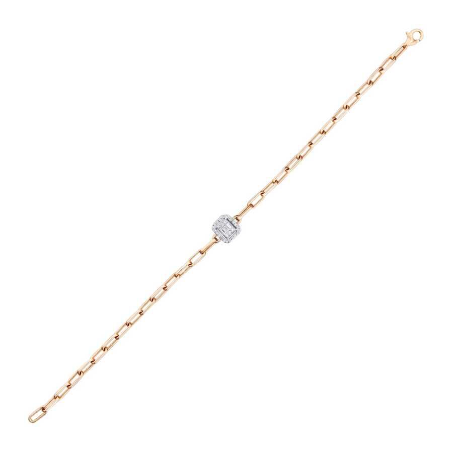 0.17 Karat Pırlanta Baget Taşlı Zincir Bileklik - Baroni Diamond