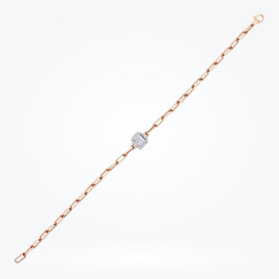 0.17 Karat Pırlanta Baget Taşlı Zincir Bileklik - 1