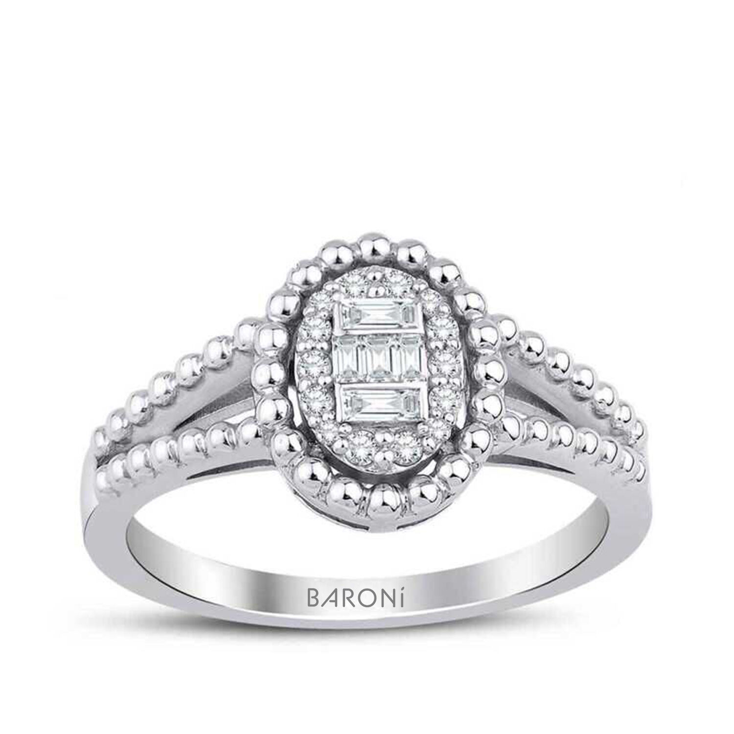 0.17 Karat Pırlanta Oval Baget Yüzük