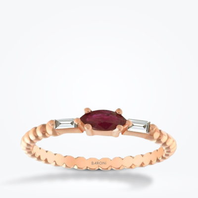 0.17 Karat Pırlanta Yakut Yüzük - 1