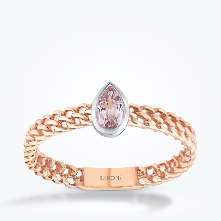 0.18 Karat Morganit Damla Yüzük - Baroni Diamond