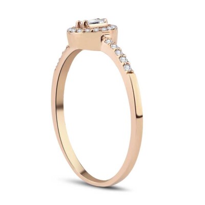 0.18 Karat Pırlanta Baget Rose Yüzük - 2