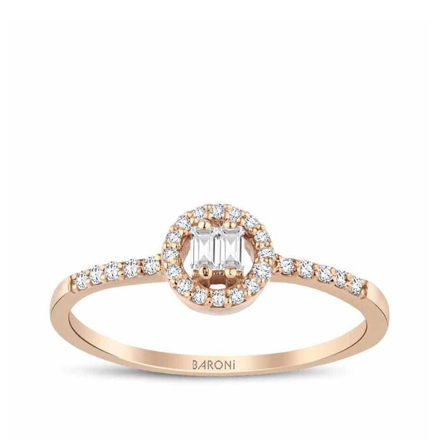 0.18 Karat Pırlanta Baget Rose Yüzük - Baroni Diamond
