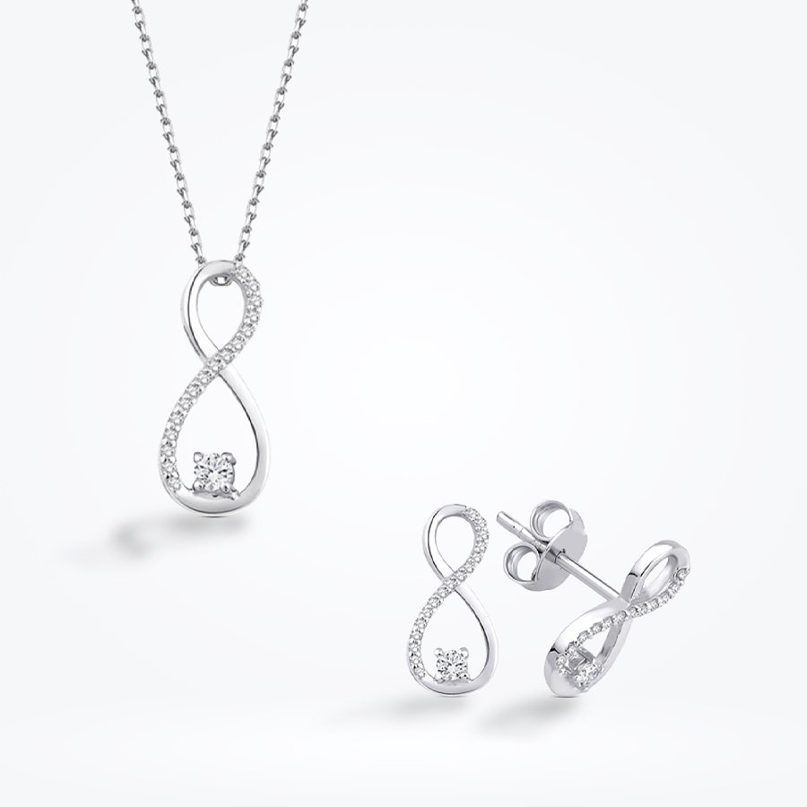 0.18 Karat Pırlanta Beyaz Altın Sonsuzluk Set - Baroni Diamond