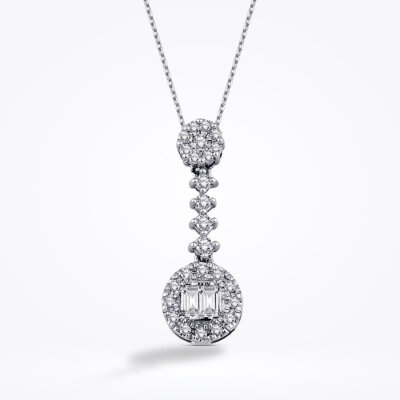 0.19 Karat Pırlanta Baget Kolye - 1