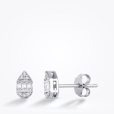 0.19 Karat Pırlanta Baget Küpe - 1