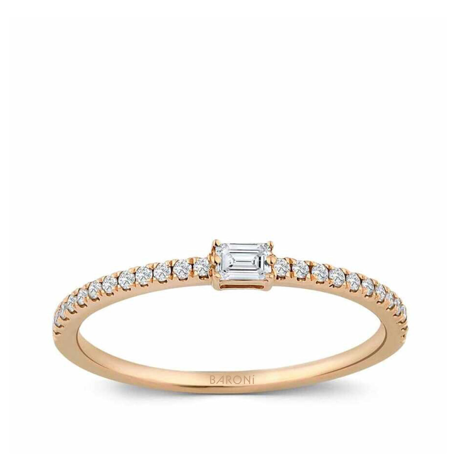0.19 Karat Pırlanta Taşlı Baget Rose Yüzük